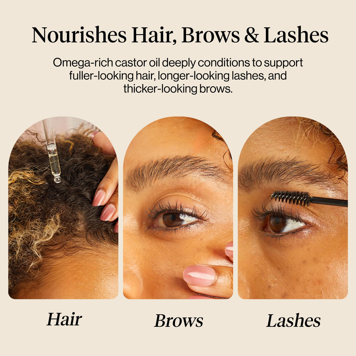 Kitsch castor oil on a spoolie for precise brow and lash application