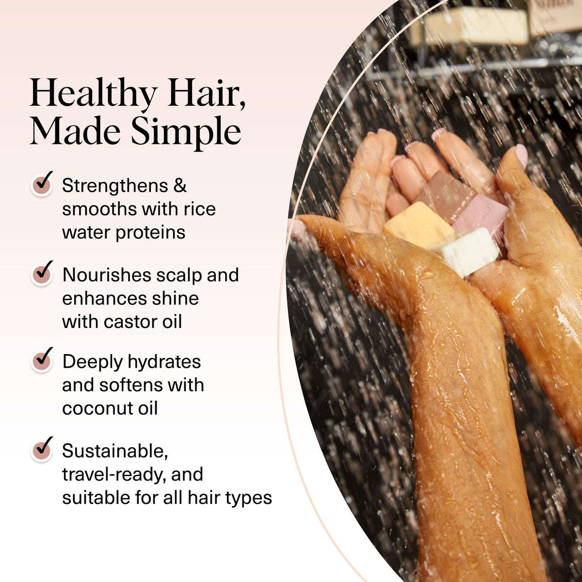 Kitsch castor oil shampoo bar lathered in hands for deep cleansing benefit