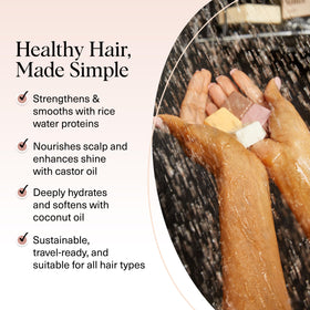 Kitsch castor oil shampoo bar lathered in hands for deep cleansing benefit