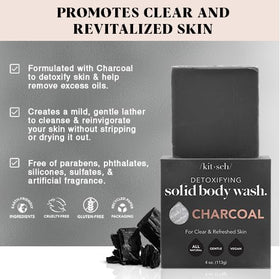 Kitsch charcoal bar side profile producing lather for deep cleansing