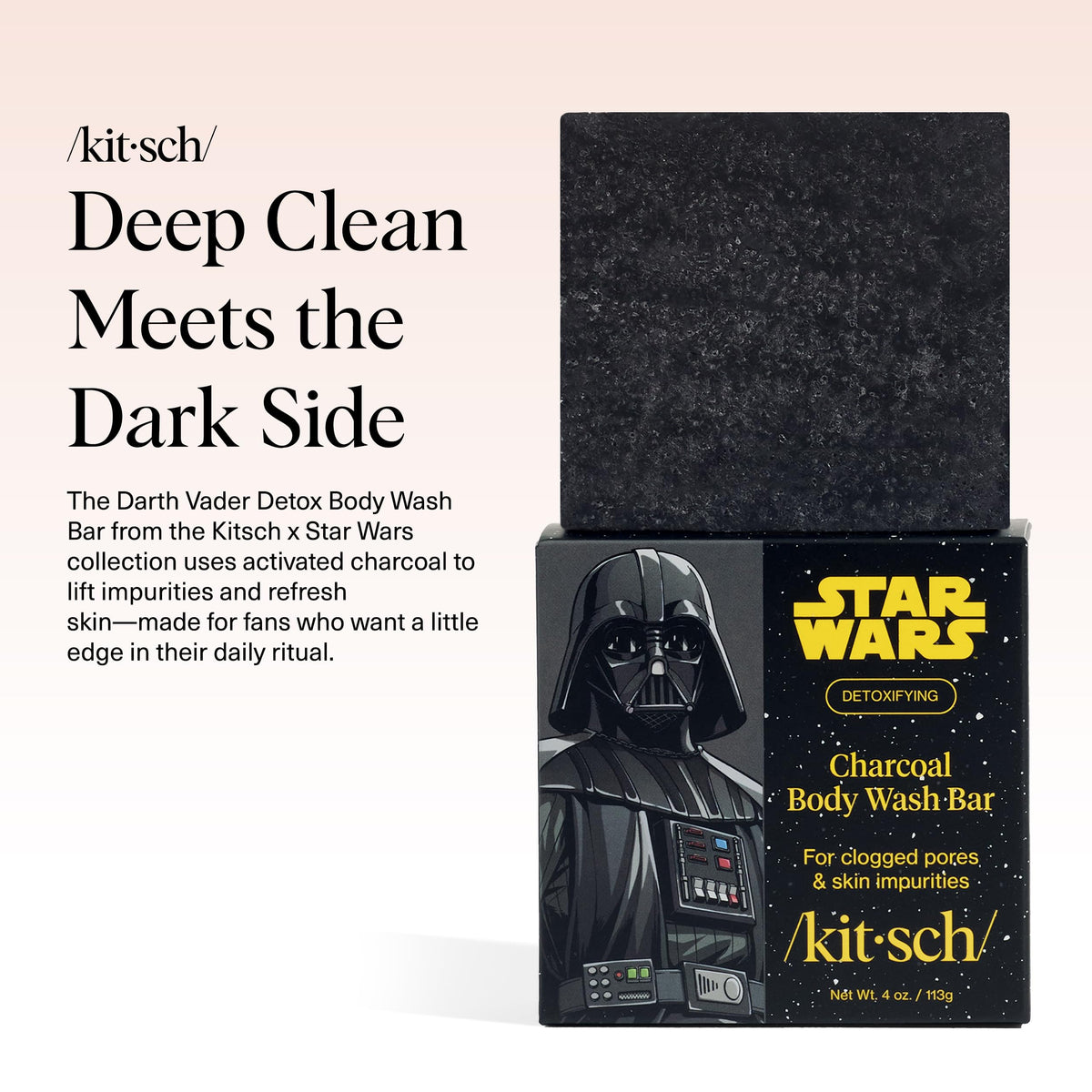 Kitsch close-up of activated charcoal soap texture revealing deep-cleaning surface action