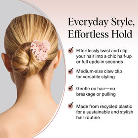Kitsch cherry clip in half-up hairstyle showing easy everyday styling