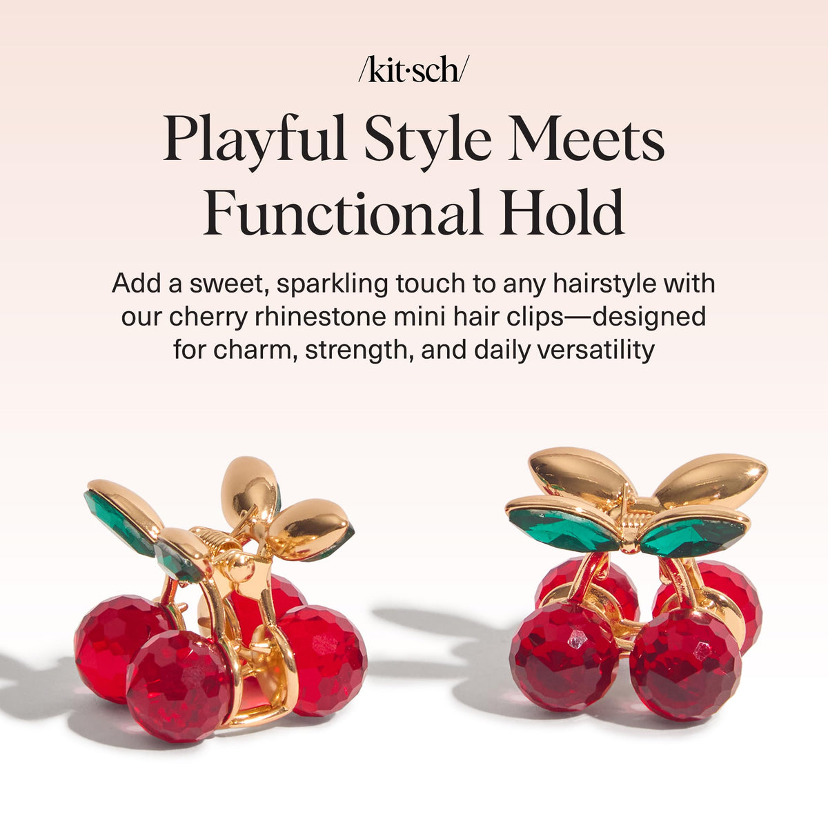 Kitsch cherry close-up of rhinestones adding polished sparkle