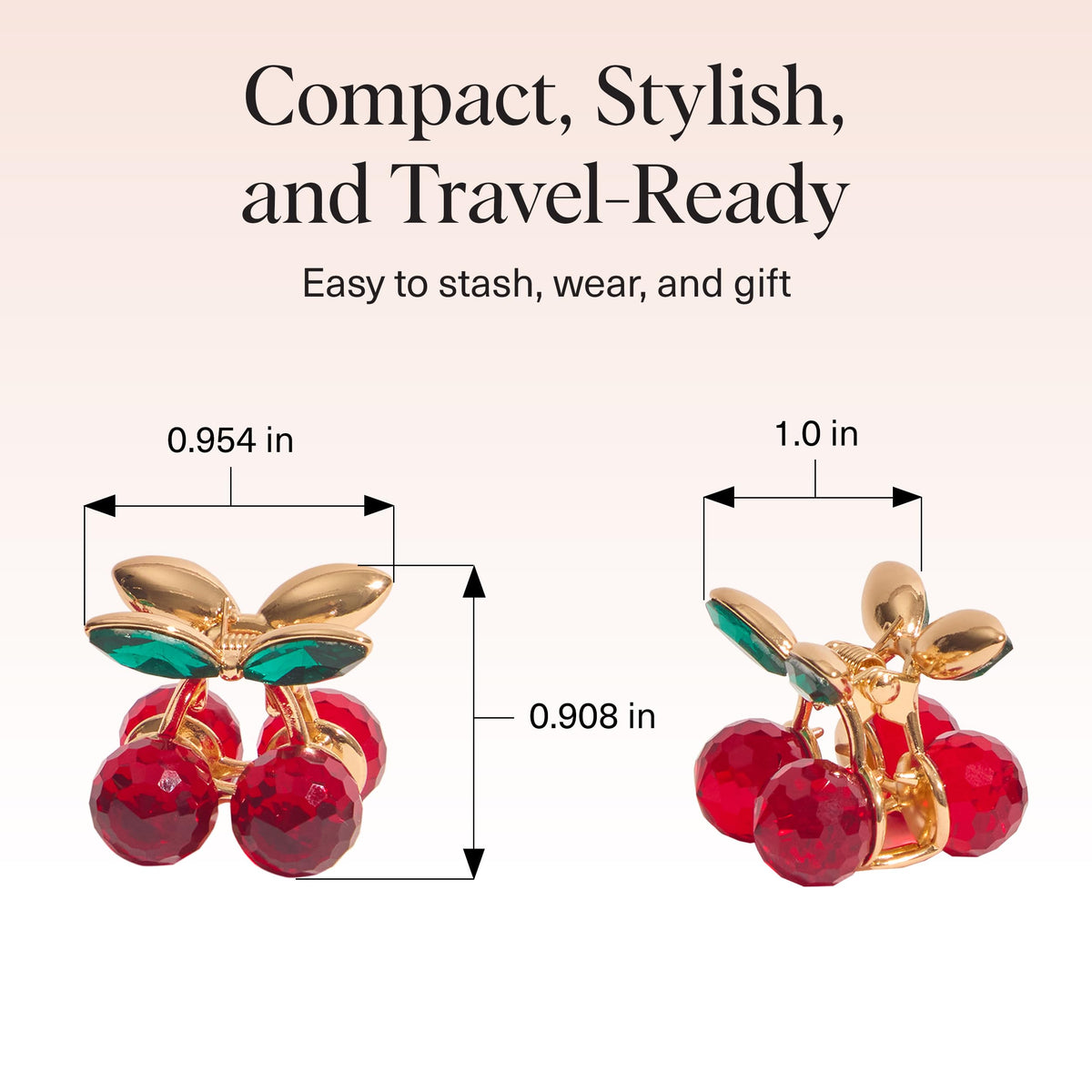 Kitsch cherry clipped in a half-up hairstyle adding decorative pop