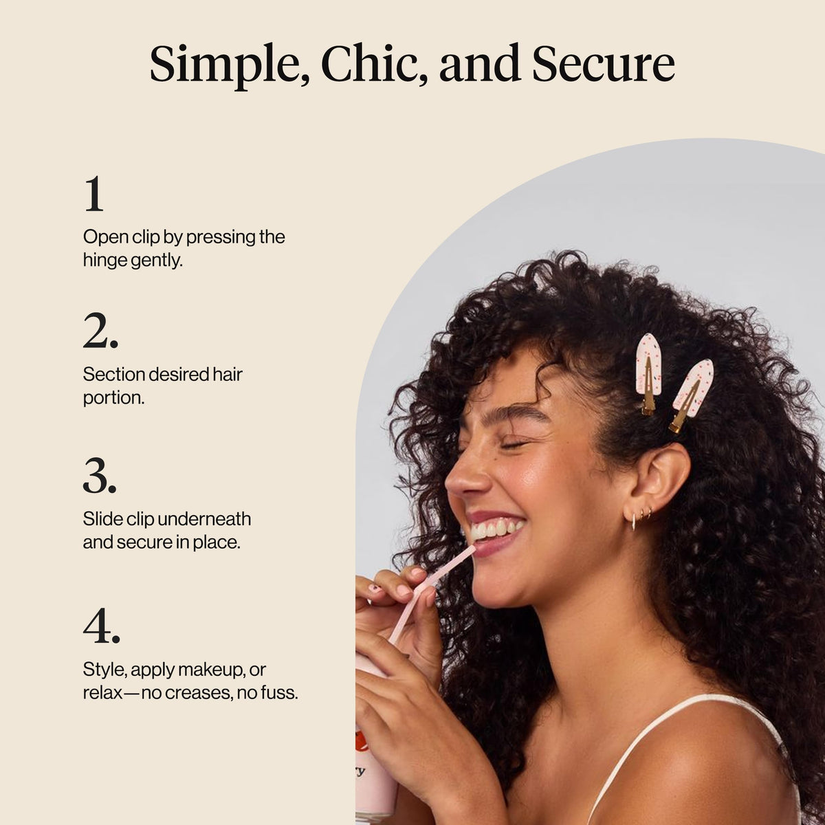 Kitsch used to section hair during blow-dry showing heat-safe hold