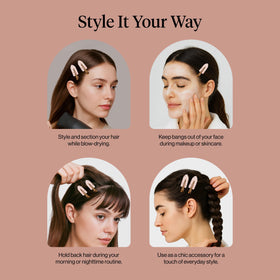 Kitsch clip securing wet hair during skincare for crease-free results