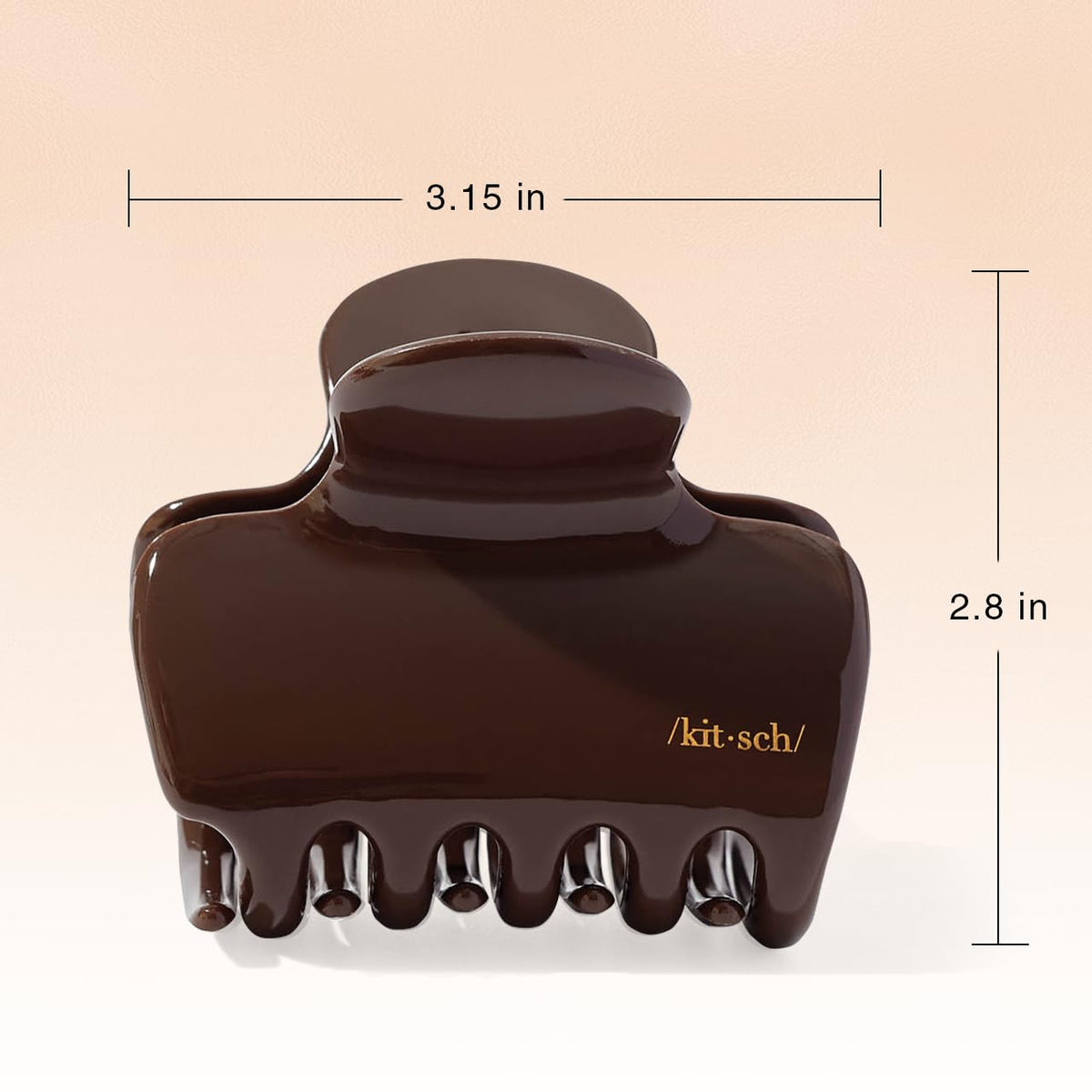 Kitsch chocolate clip securing a half ponytail for quick everyday styling