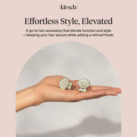 Kitsch gold and pearlized cream clips together showing neutral tones that pair easily