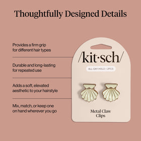 Kitsch clip demonstrated in hair holding a half-up style for comfortable all-day wear