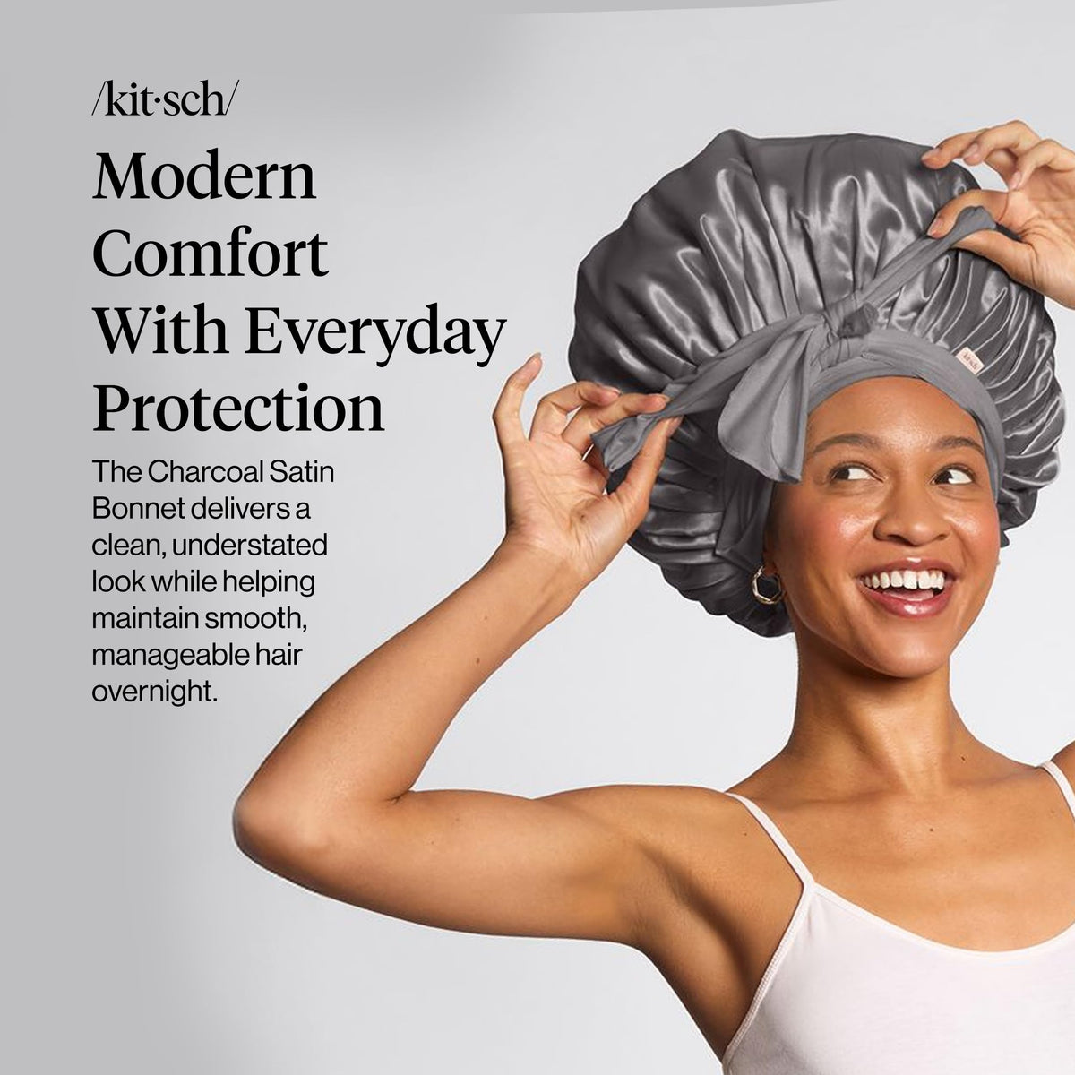 Kitsch satin fabric close-up highlighting soft texture and smooth hair protection