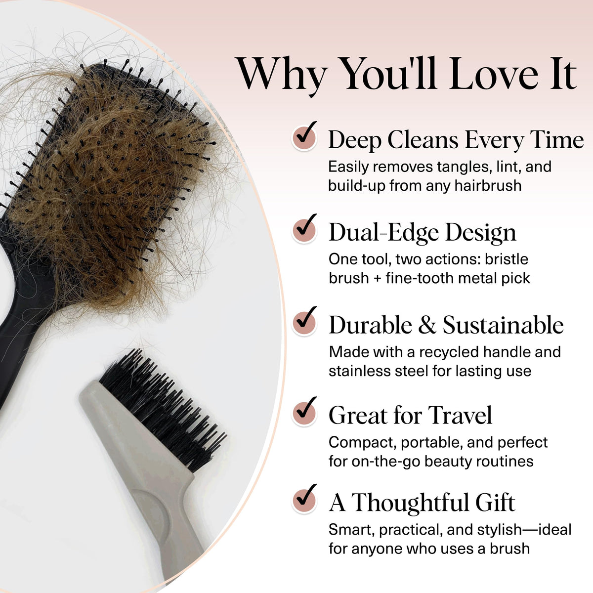 Kitsch soft bristle edge close-up sweeping away lint for polished brushes