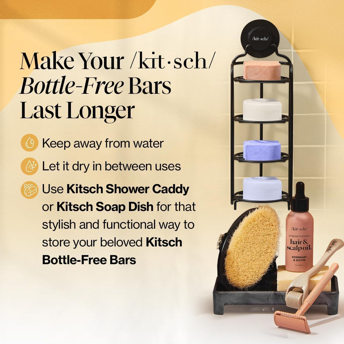 Kitsch ingredients flatlay with coconut and shea showing natural sources and nourishing benefit