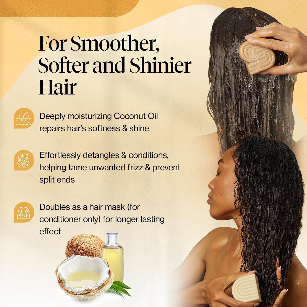 Kitsch conditioner bar close-up texture showing creamy finish and slip for detangling benefit