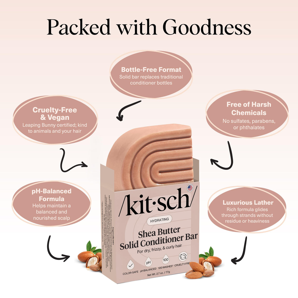Kitsch applying bar to wet hair to show easy moisturization