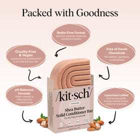 Kitsch applying bar to wet hair to show easy moisturization