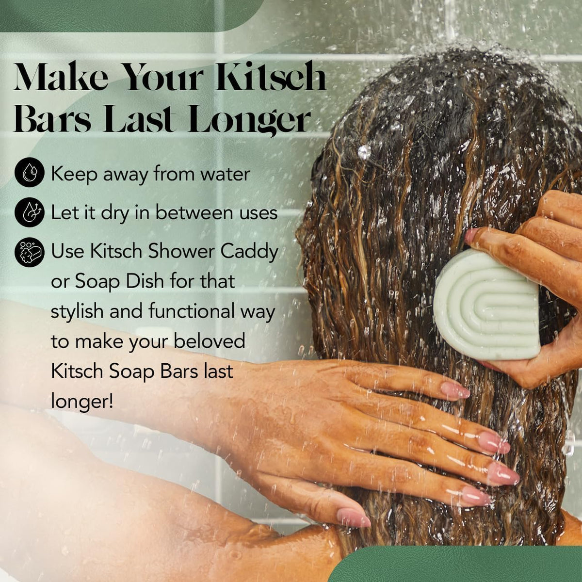 Kitsch conditioner bar before-and-after photo showing improved hair volume