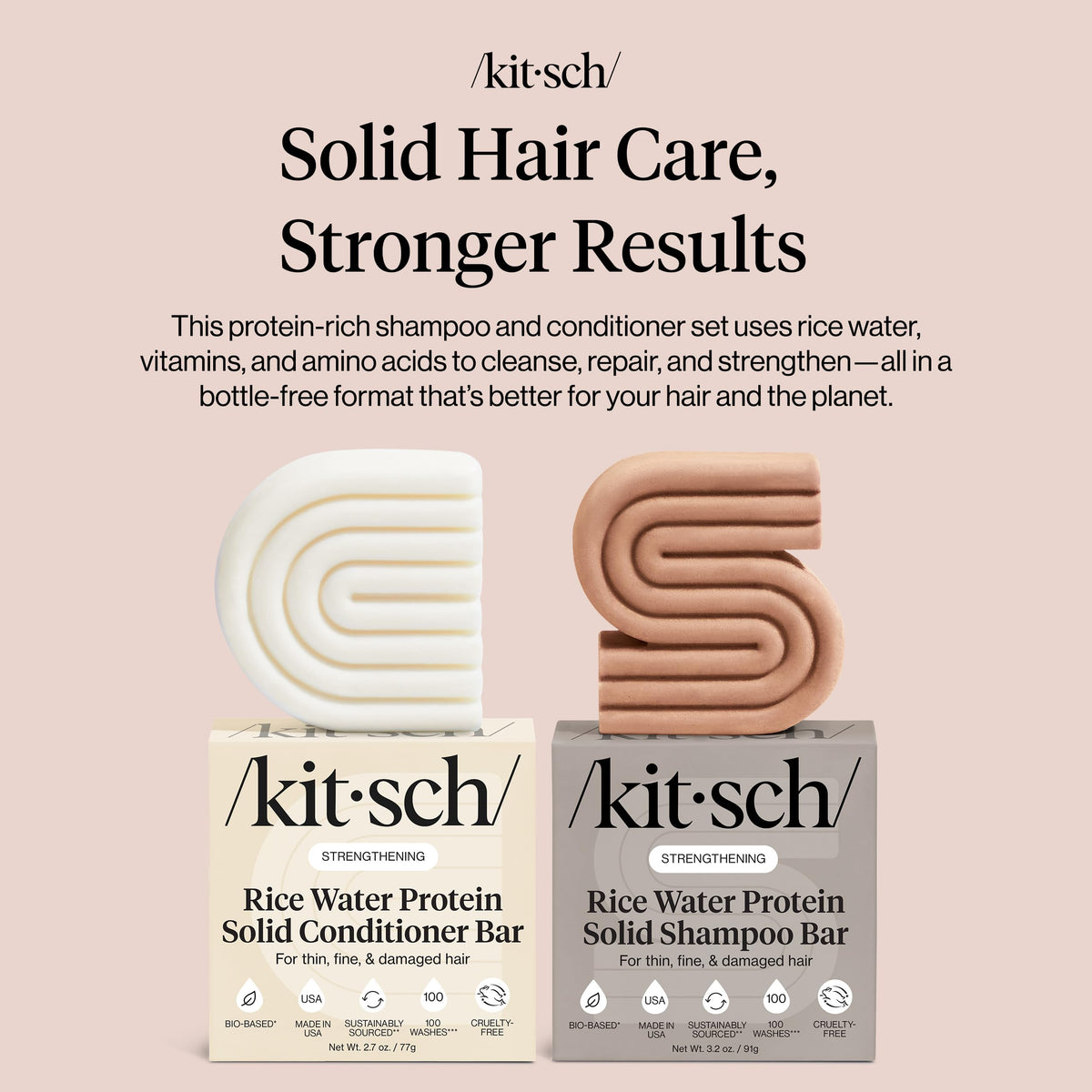 Kitsch conditioner bar texture close-up for smooth conditioning benefit