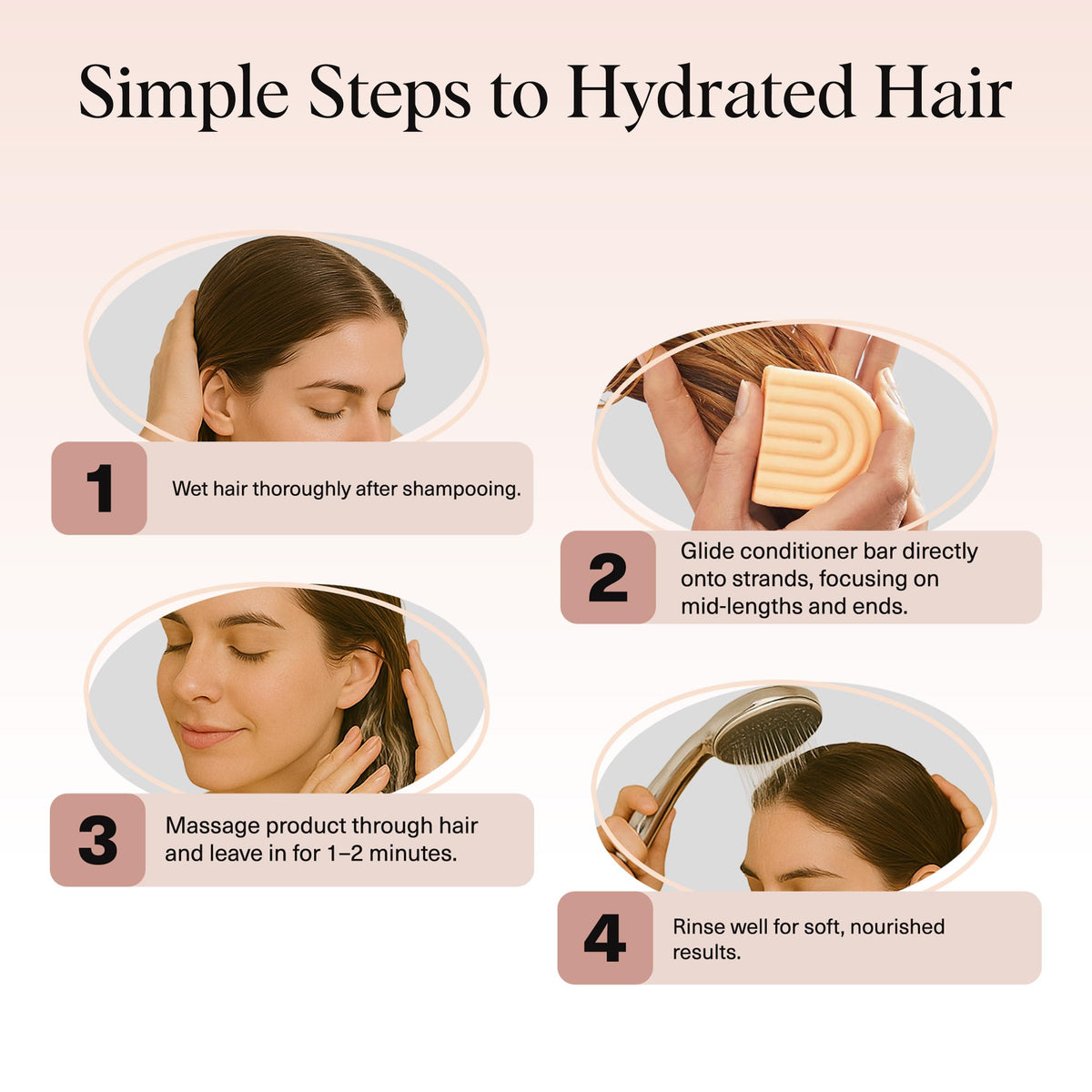 Kitsch conditioner bar being applied to curly hair for improved softness
