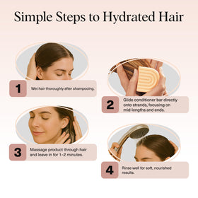 Kitsch conditioner bar being applied to curly hair for improved softness