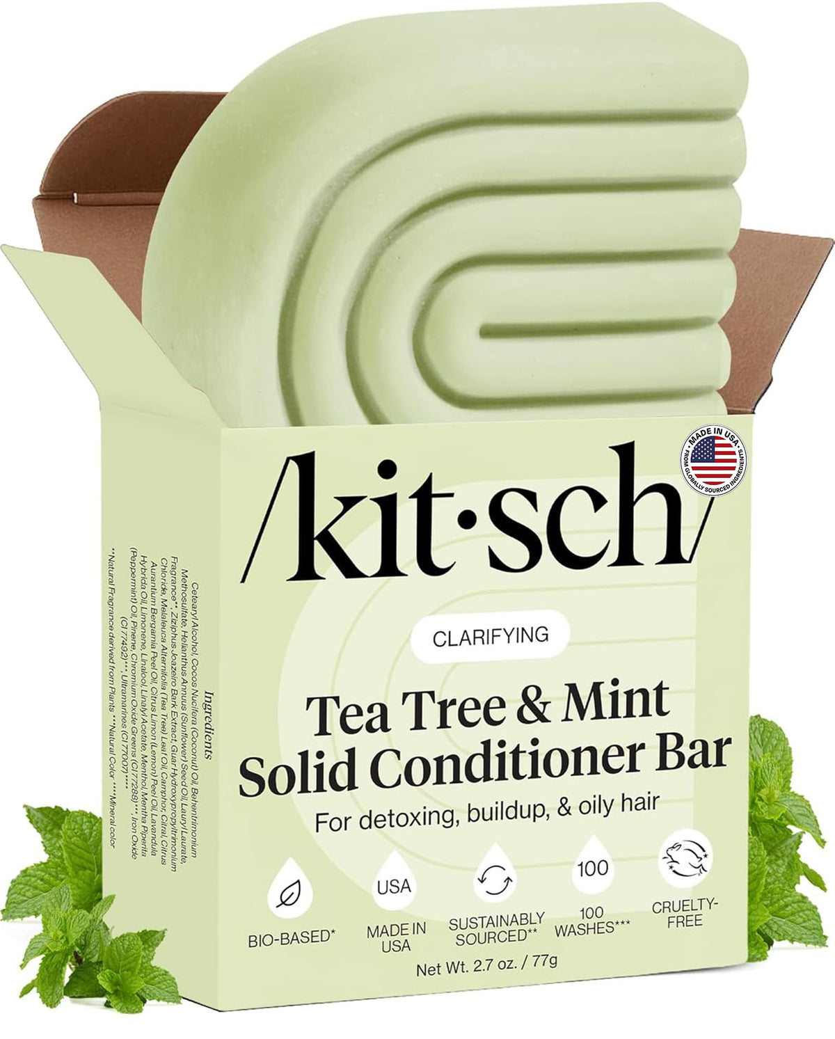 Kitsch conditioner bar front packaging showing product benefits and logo