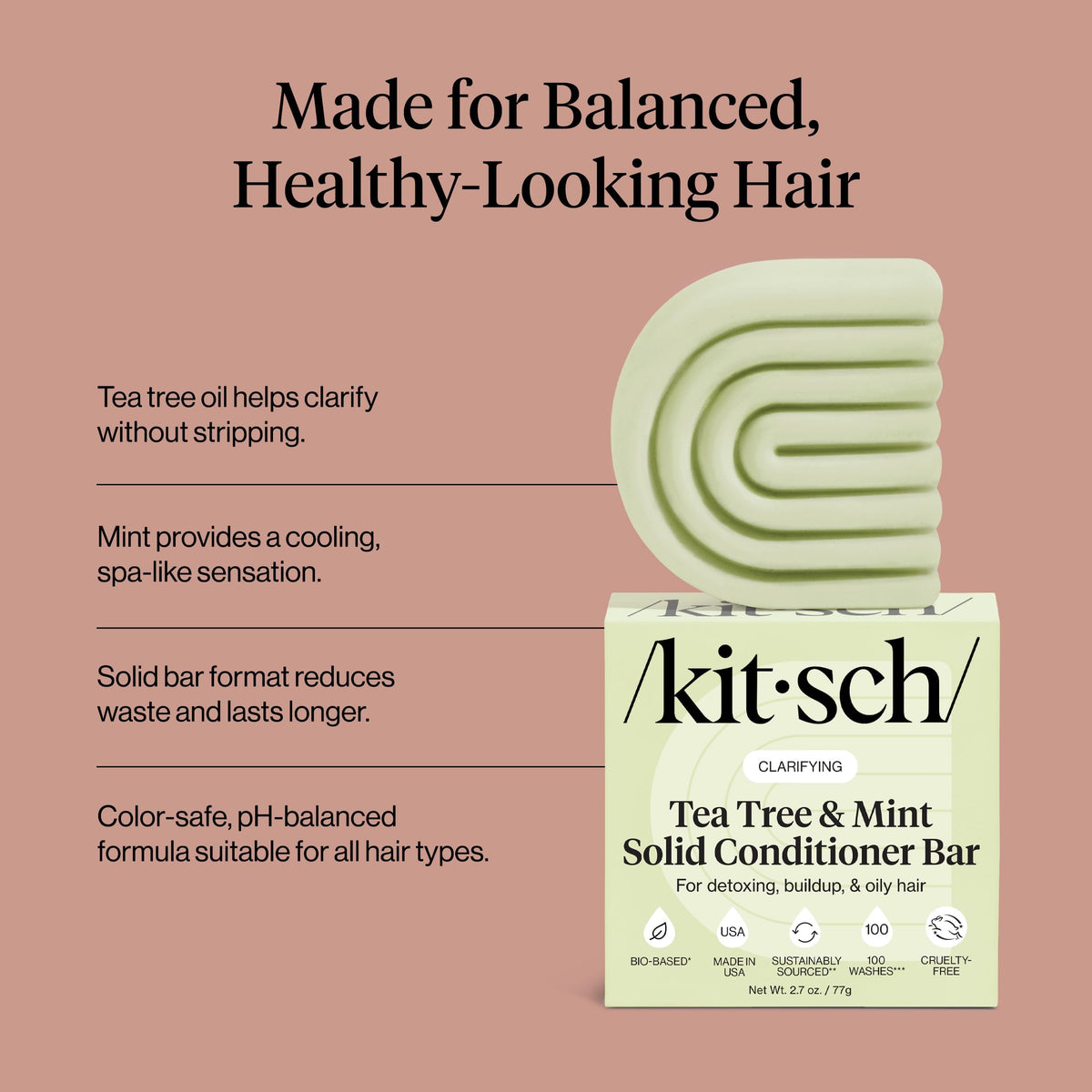 Kitsch conditioner bar with tea tree and mint ingredients for clarifying boost