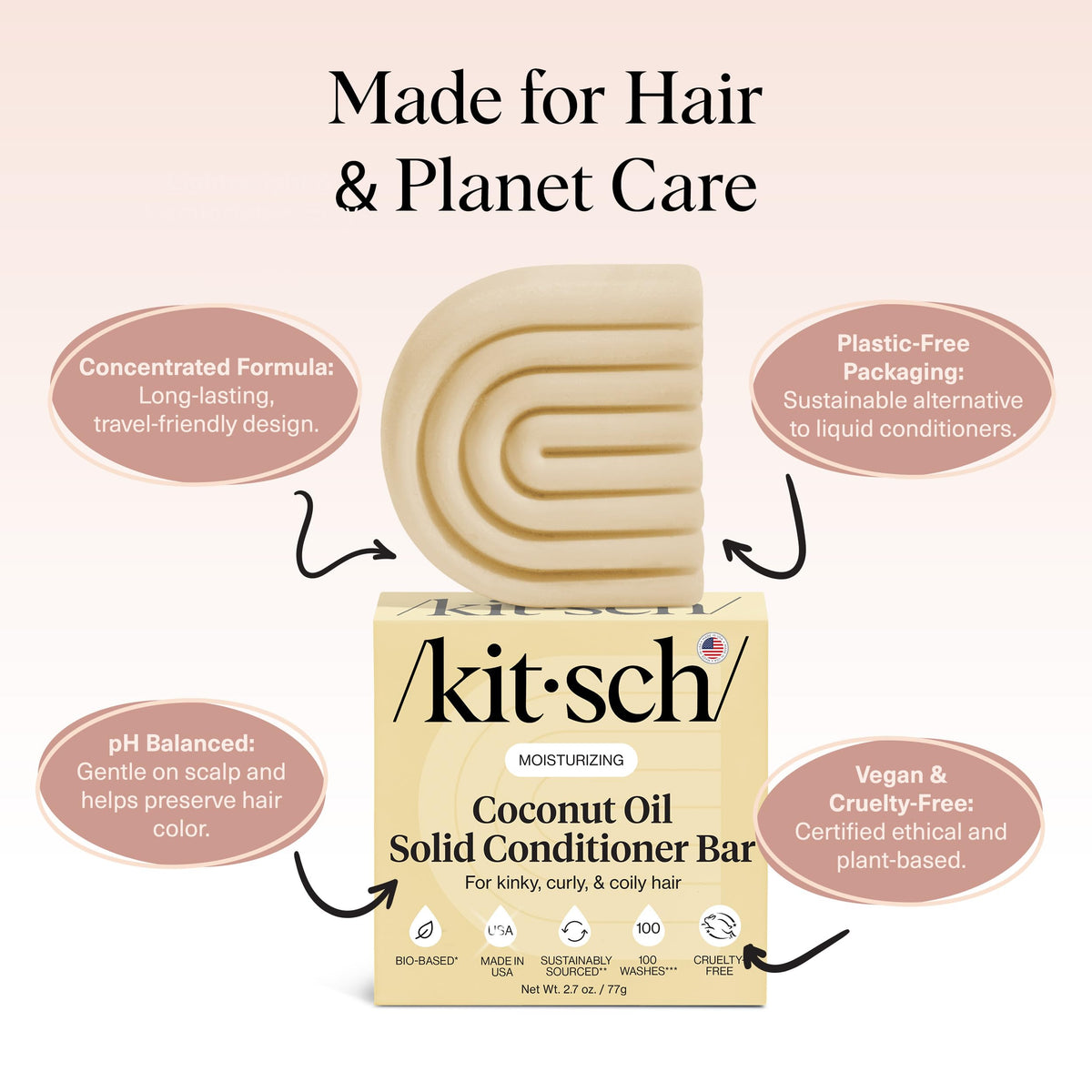 Kitsch conditioner bar lather in hand demonstrating easy spreadability and hydration