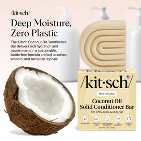 Kitsch conditioner bar packaging label highlighting eco-friendly formula