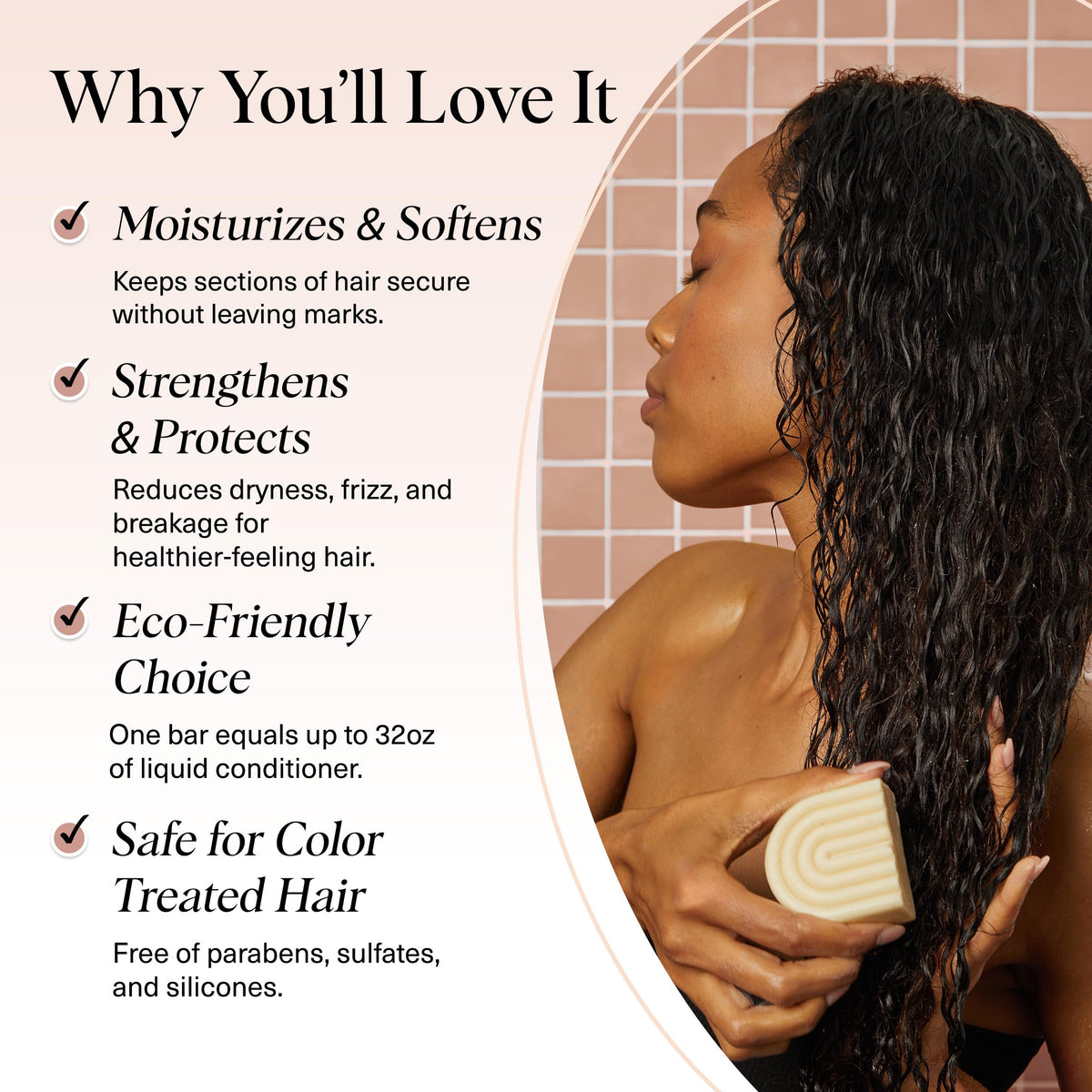 Kitsch conditioner bar texture close-up showcasing creamy moisturizing finish