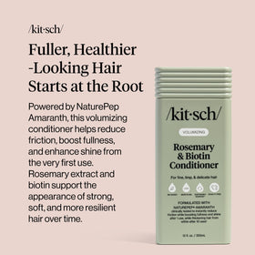 Kitsch conditioner in hand to show bottle size and travel-friendly benefit