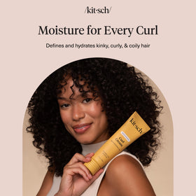 Kitsch close-up of curls showing added shine and touchable finish