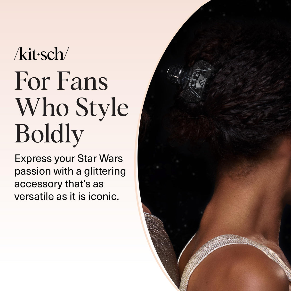 Kitsch Darth Vader styled for evening showing subtle fandom and polished look