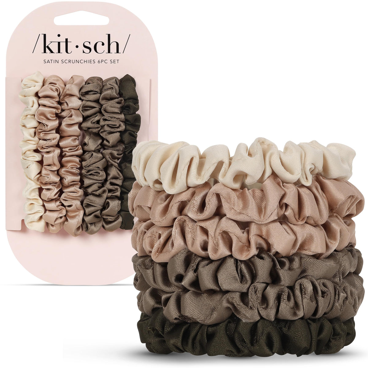 Kitsch eucalyptus scrunchies pack front showing color and quantity, stylish convenience