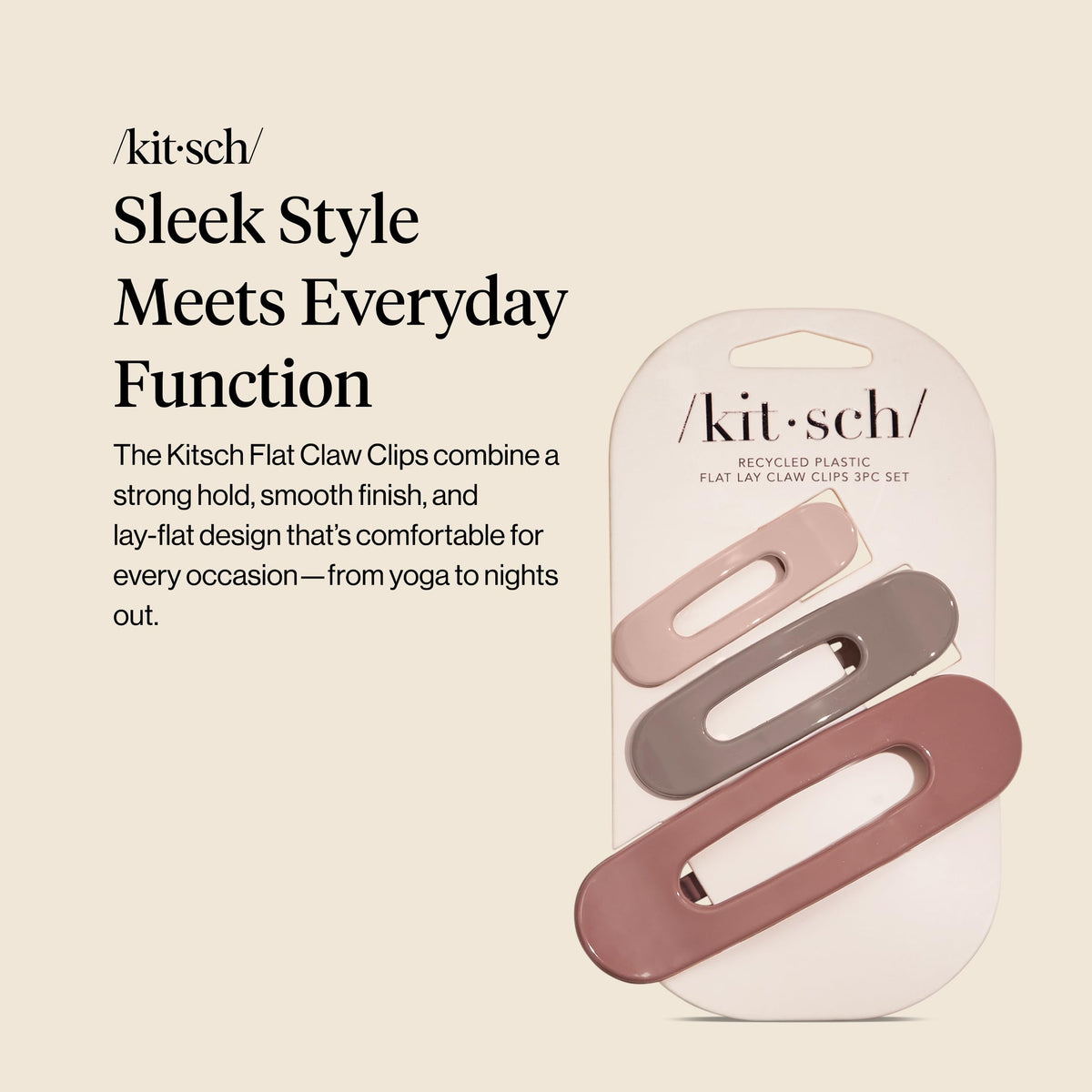 Kitsch large flat claw clip close-up showing glossy finish and secure hold