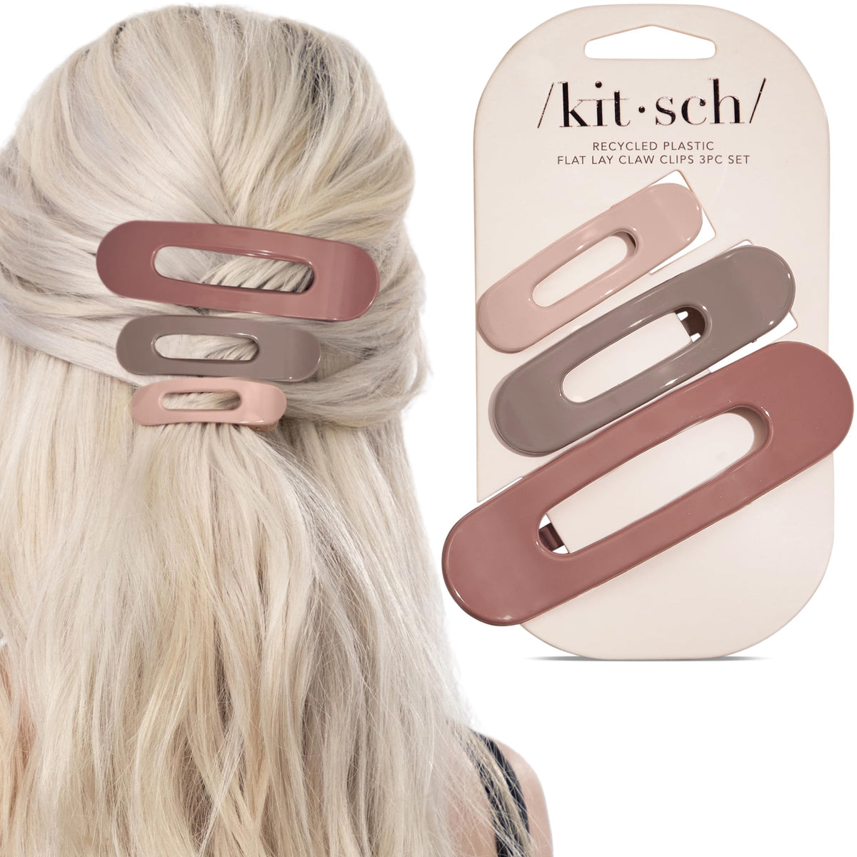 Kitsch flat claw clips lifestyle flatlay with accessories showing versatile styling