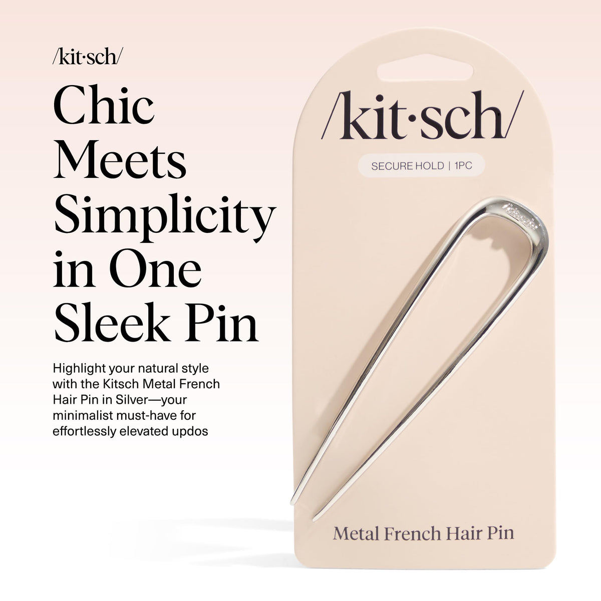 kitsch French hair pin close-up of metal texture and smooth anti-rust coating benefit