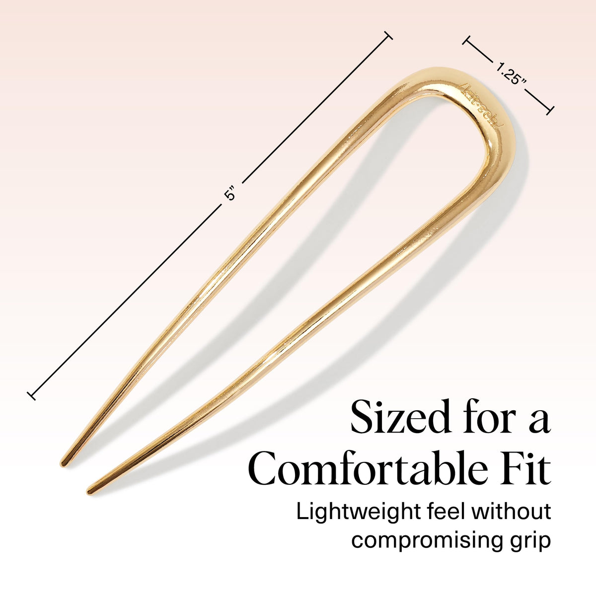 Kitsch hair pin next to a coin showing compact size for travel and purse-friendly convenience