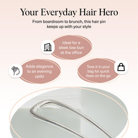 kitsch French hair pin side profile highlighting ergonomic U-curve for comfortable wear