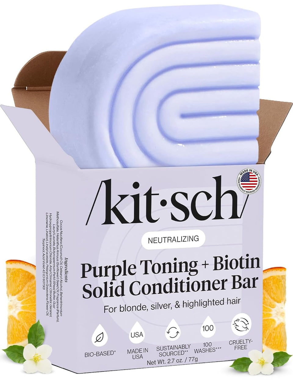 Kitsch front solid conditioner bar showing compact design and travel benefit
