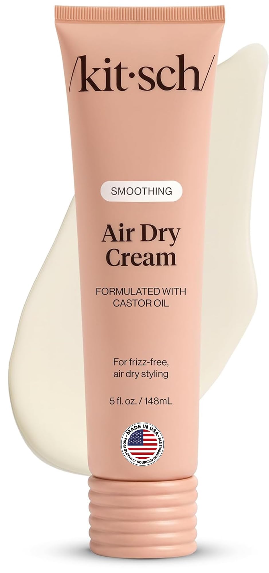 Kitsch front packaging of air dry cream showing product tube and brand benefit
