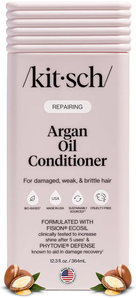Kitsch front bottle showing argan conditioner delivering smoothness