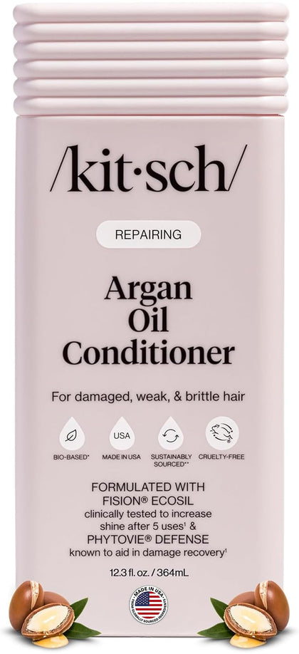 Kitsch front bottle showing argan conditioner delivering smoothness