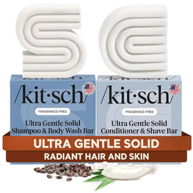 Kitsch front packaging showing both fragrance-free bars and sustainable benefits