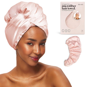 Kitsch blush towel wrap front view shows compact design and quick-dry benefit