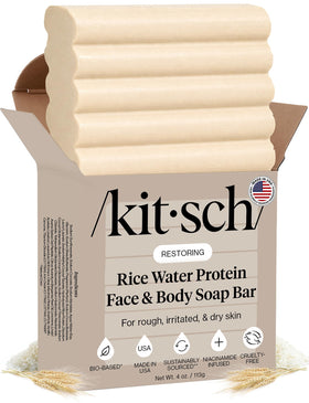 Kitsch front packaging showing rice water bar benefits for hydrated skin