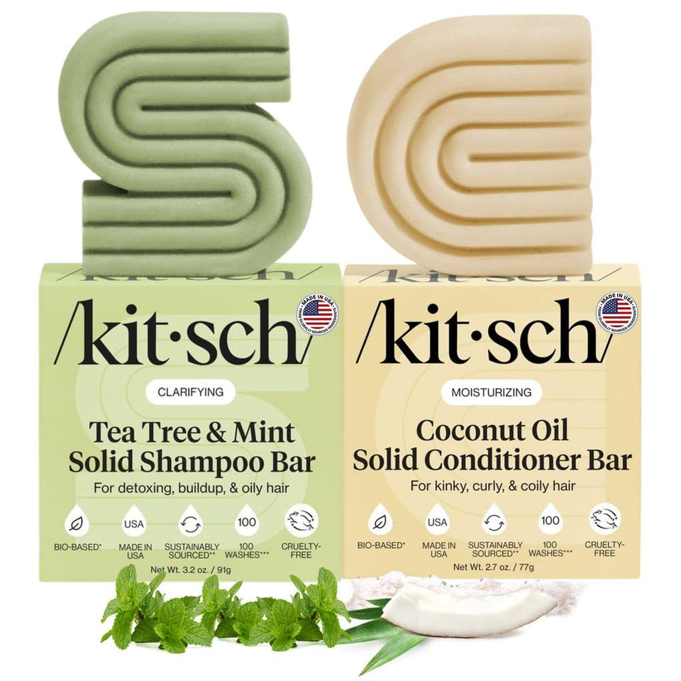 Kitsch front packaging showing both shampoo and conditioner bars with eco benefits