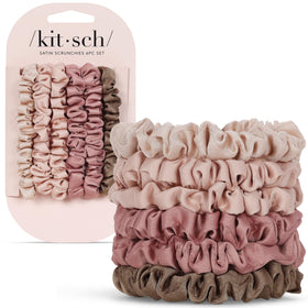 Kitsch front packaging showing six terracotta scrunchies, premium gift-ready presentation