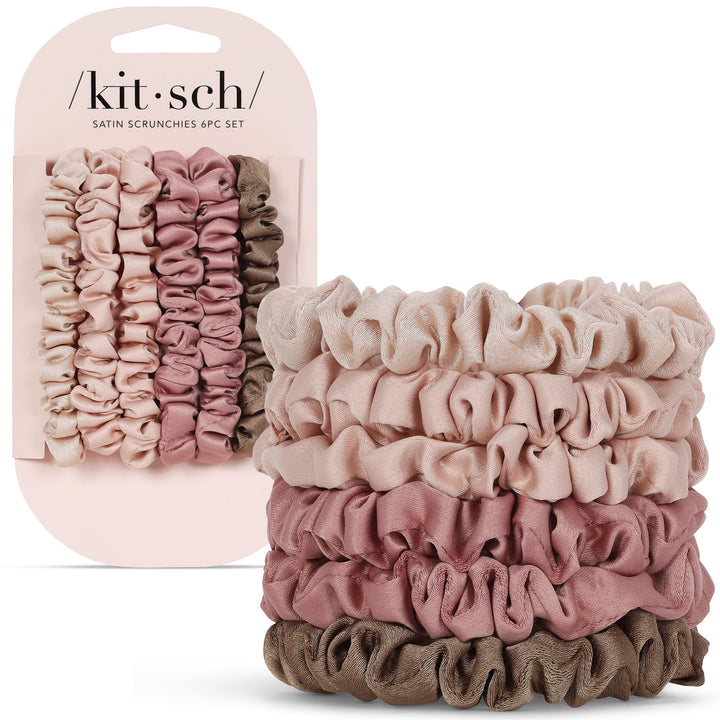 Kitsch front packaging showing six terracotta scrunchies, premium gift-ready presentation