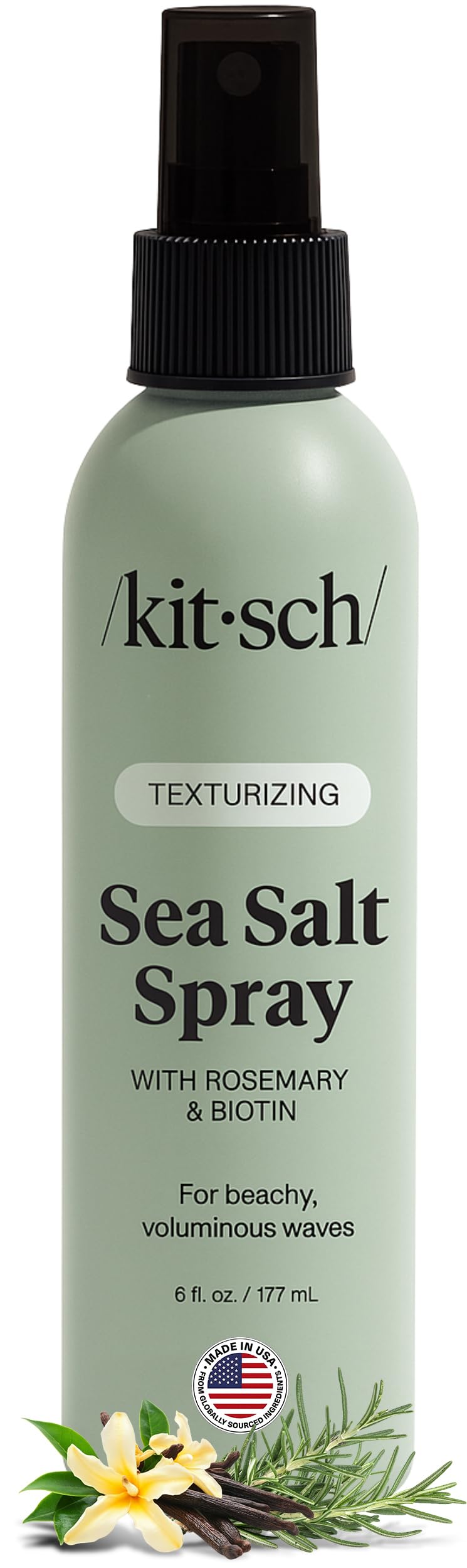 kitsch front packaging showing bottle and label, highlights easy styling