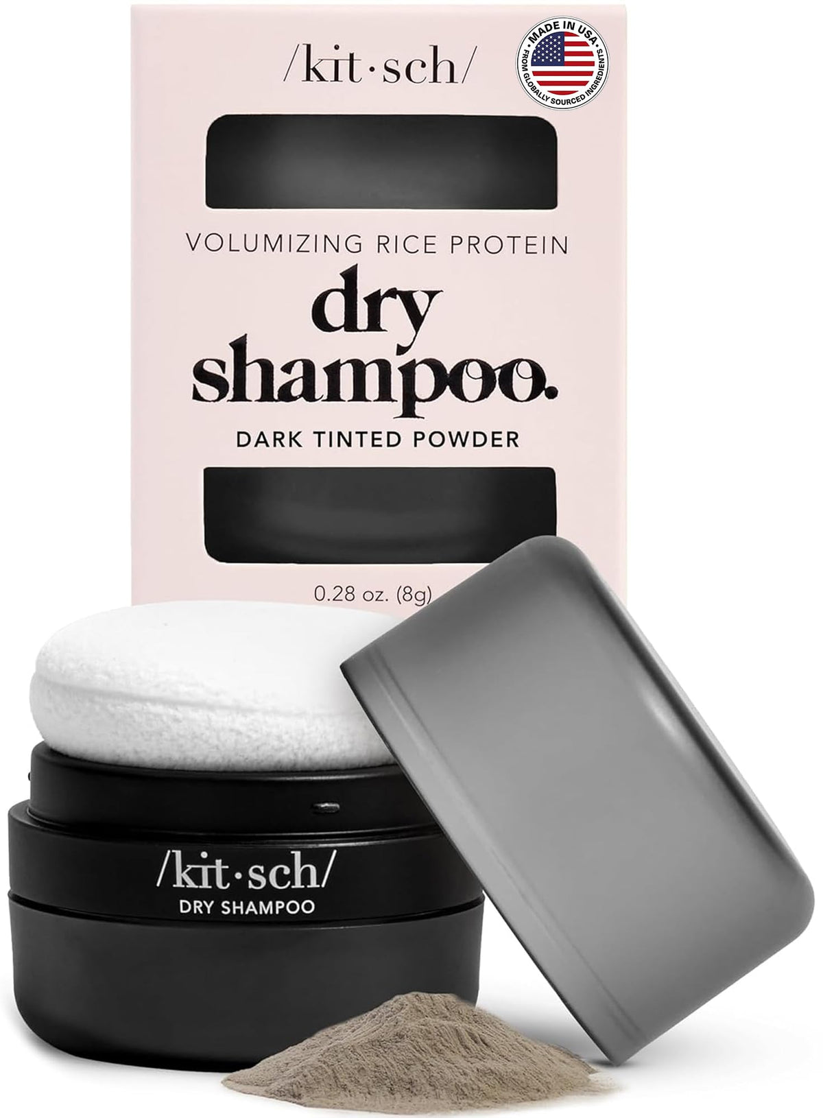 Kitsch front packaging showing compact travel powder and brand for convenient refresh