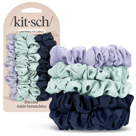 Kitsch front view of five Garden Bouquet scrunchies showing color mix and packaging benefits